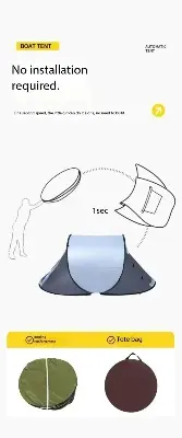 Picture of Pop-up Camping Tent for 1-2 People | Double Doors, UV Protection, Waterproof & Windproof with Mosquito Net