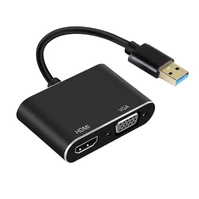 Picture of 2 in 1 USB 3.0 to HDMI VGA Adapter 1080P, Built-in Driver, Support HDMI VGA Sync Output for Windows 10/8 / 7 Only,  NOT Mac OS/Linux/Vista, USB to HDMI VGA HUB. (Black) ok