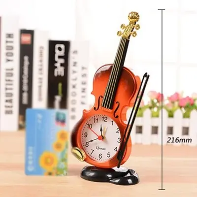 Picture of Elegant Violin-Themed Alarm Clock – Retro Handmade Desk Clock for Office, Bedroom & Gifts