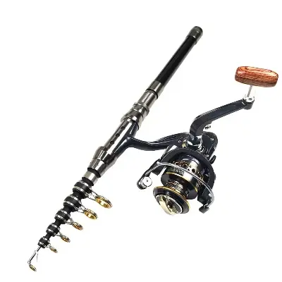 Picture of Fishing Combo Pack – 1.8M Telescopic Rod + BK 2000 Metal Reel + Wolf Warriors 3.0 Fishing Line + Shrimp Bait Hook Se