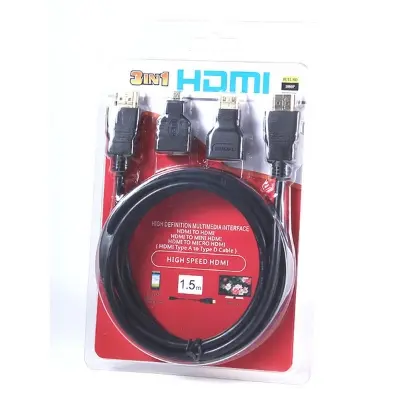 Picture of HDMI to HDMI Hd Adapter Cable Version 1.4 Three-In-One Mini HDMI Micro HDMI Interface 1080P