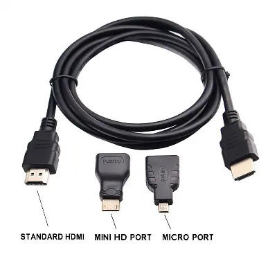 Picture of HDMI to HDMI Hd Adapter Cable Version 1.4 Three-In-One Mini HDMI Micro HDMI Interface 1080P