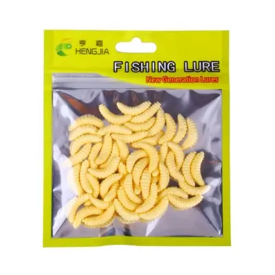 Picture of Grape Bug Maggot Worm Native 50pcs Set Creamy Color Glow in the Dark Clear Black Bass Trout Chin Yamame Area Management Fishing Rivers Stream Black Bass Fishing Bass Fishing Lake Dam Bluegill Carp