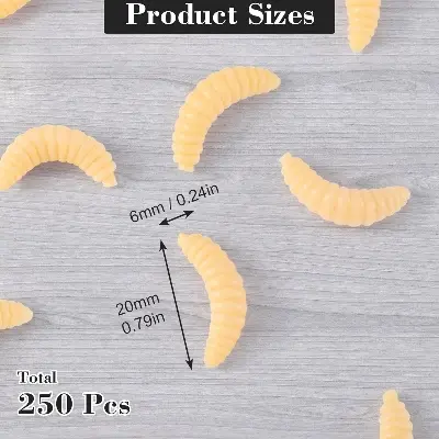 Picture of Grape Bug Maggot Worm Native 50pcs Set Creamy Color Glow in the Dark Clear Black Bass Trout Chin Yamame Area Management Fishing Rivers Stream Black Bass Fishing Bass Fishing Lake Dam Bluegill Carp