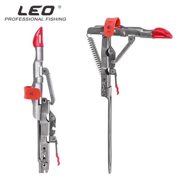 Picture of Leo the fourth generation automatic pole lifting bracket Fishing Rod mount Stainless Steel Rod Stand for Ground Support Brackets, Adjustable Fish Rod Holders for Bank Ground Fishing