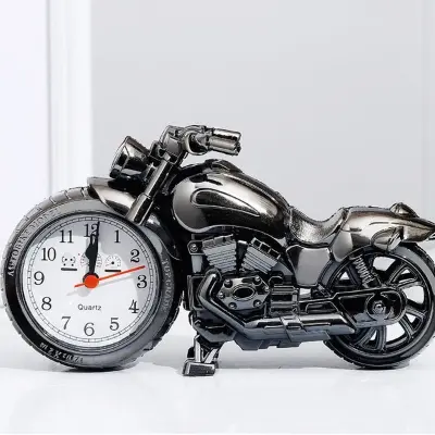 Picture of Motorcycle Clock Vintage Cool Desk Motorcycle Alarm Clock for Bedroom Home Office Shelf Decoration for Birthday Gift