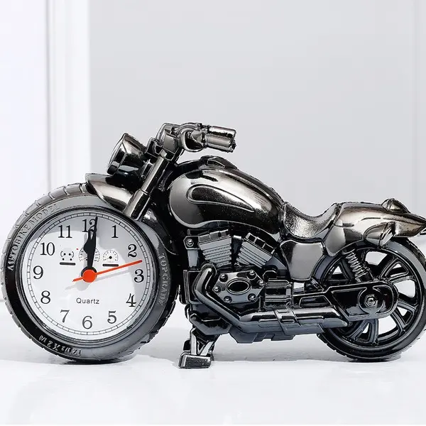 Picture of Motorcycle Clock Vintage Cool Desk Motorcycle Alarm Clock for Bedroom Home Office Shelf Decoration for Birthday Gift