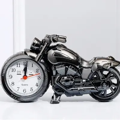 Picture of Motorcycle Clock Vintage Cool Desk Motorcycle Alarm Clock for Bedroom Home Office Shelf Decoration for Birthday Gift