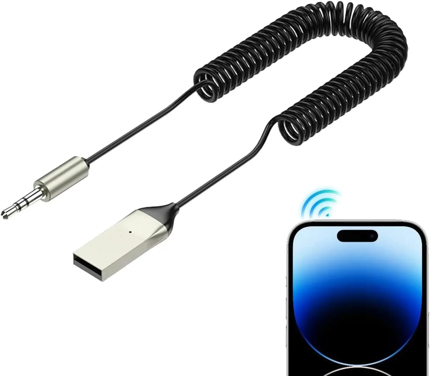 Picture of Wireless Aux Receiver - Metal Automotive Receiver - Metal Aux Input High-Pitched Car Adapter, Wireless 5.2 Receiver for Audio Streaming, Music Microphone