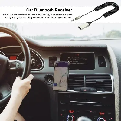 Picture of Wireless Aux Receiver - Metal Automotive Receiver - Metal Aux Input High-Pitched Car Adapter, Wireless 5.2 Receiver for Audio Streaming, Music Microphone