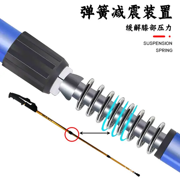 Picture of 3 Section Anti Shock Telescopic Curved Handle Trekking Pole Hiking Pole Elderly Walking Stick