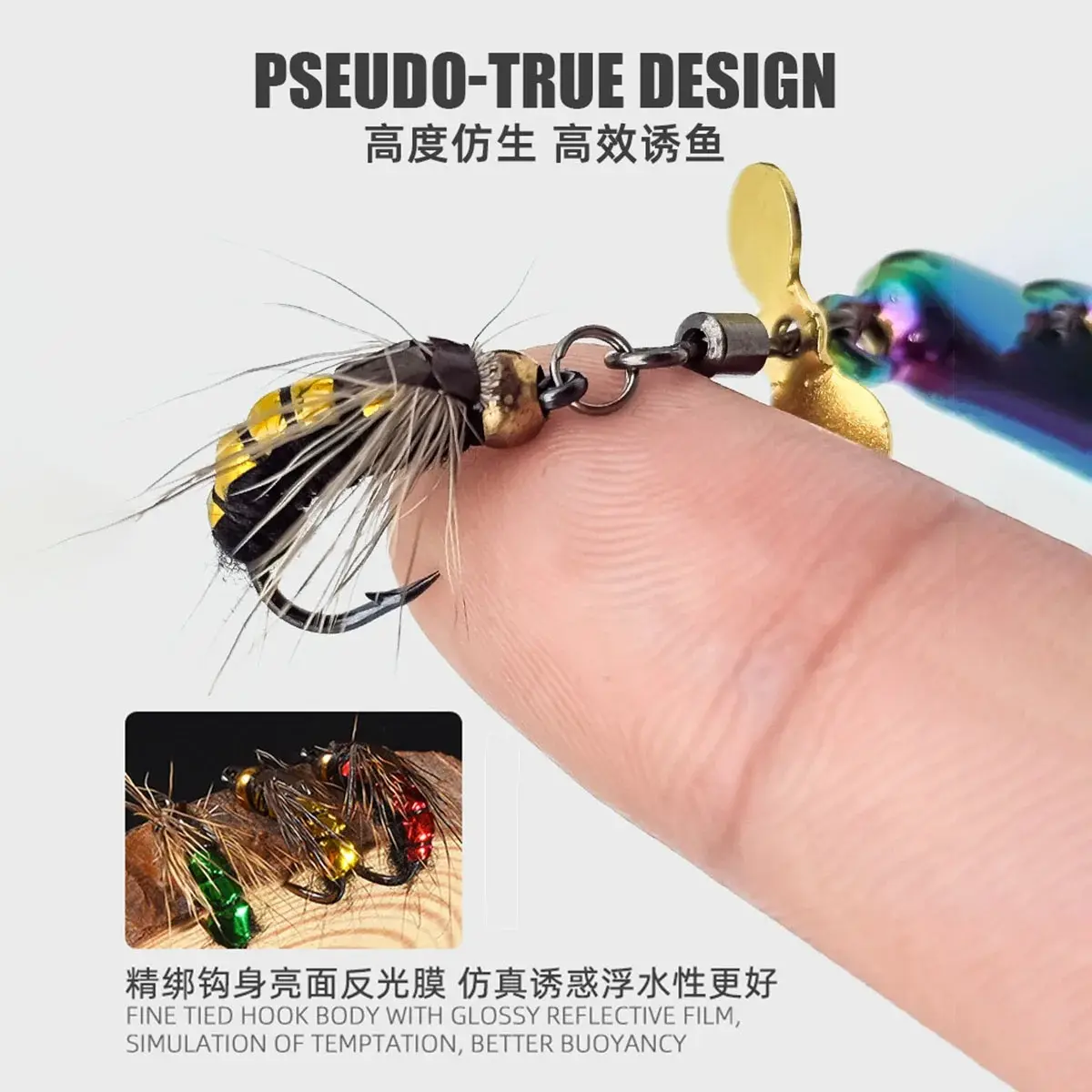 Picture of 5 pcs 10g Spoon Lure for Fishing - Modified Moth Sequins Fly Sequins Hanging Propeller Fly Hook Poisonous Mosquito Hook Remote Lure Fly Bait Fly Bait