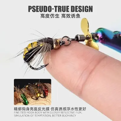 Picture of 5 pcs 10g Spoon Lure for Fishing - Modified Moth Sequins Fly Sequins Hanging Propeller Fly Hook Poisonous Mosquito Hook Remote Lure Fly Bait Fly Bait