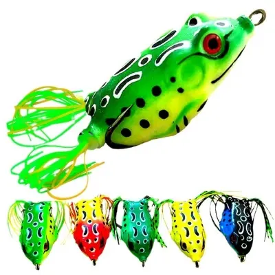 Picture of 2.4'' Long Realistic Topwater Frog Soft Silicone Frog Fishing Lures with Double Concealed Hooks Frog Bait for Fish Over 1kg Topwater Frog