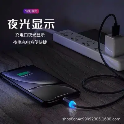 Picture of 3 in 1 Magnetic suction charging cable for Andrid Type C Type B iphone Lightning.