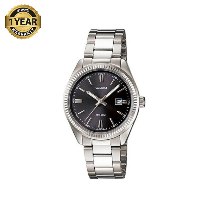 Picture of Casio Enticer Date Ladies Silver Chain Watch LTP-1302D-1A1VDF