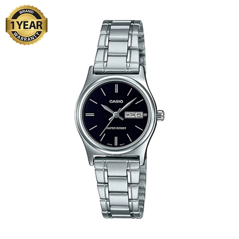 Picture of Casio LTP-V006D-1B2UDF Day Date Silver Ladies Chain Watch