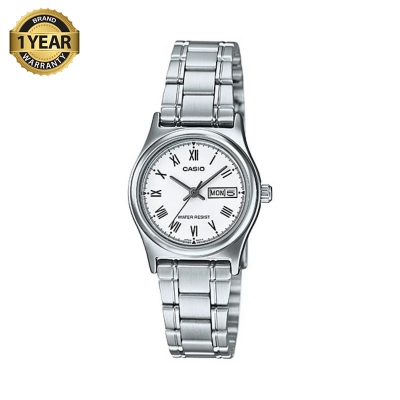 Picture of Casio LTP-V006D-7BUDF Day Date Silver Ladies Chain Watch