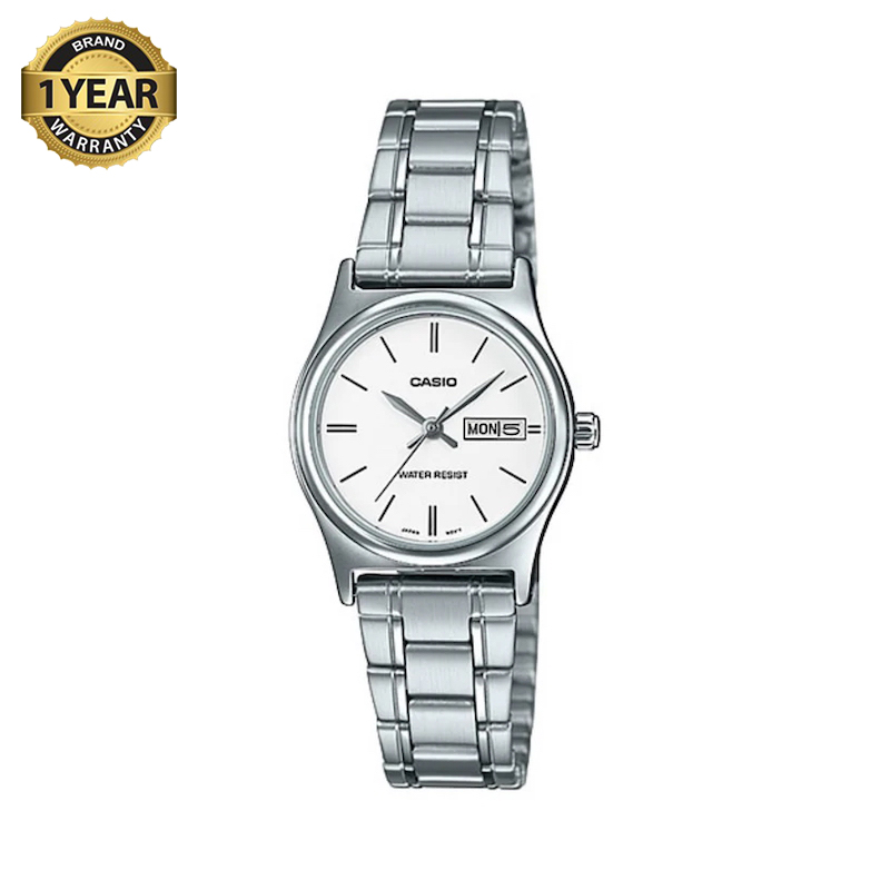 Picture of Casio LTP-V006D-7B2UDF Day Date Silver Ladies Chain Watch