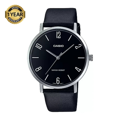Picture of Casio MTP-VT01L-1B2UDF Minimalistic Black Dial Leather Belt Watch for Men