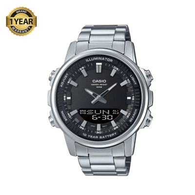 Picture of Casio AMW-880D-1AVDF Illuminator Dual Time Stainless Steel Chain Watch