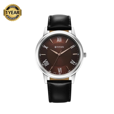 Picture of Titan 1899SL02 Karishma Black Leather Watch For Men