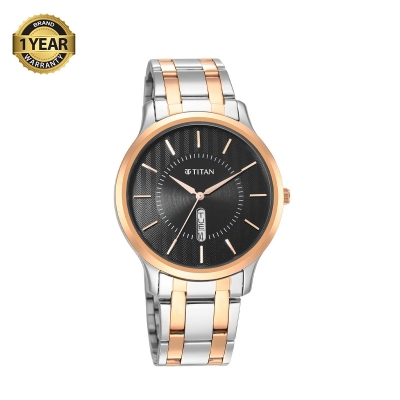 Picture of Titan 1825KM02 Black Dial Dual Tone Stainless Steel Watch for Men