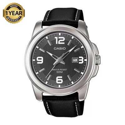 Picture of Casio Enticer Date Silver Leather Belt Watch MTP-1314L-8AVDF