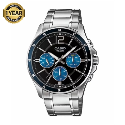 Picture of Casio Enticer Multifunction Silver Chain Watch MTP-1374D-2AVDF