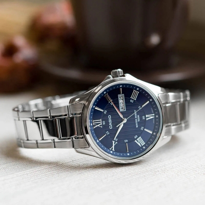 Picture of Casio MTP-1384D-2AVDF Enticer Day Date Stainless Steel Chain Watch