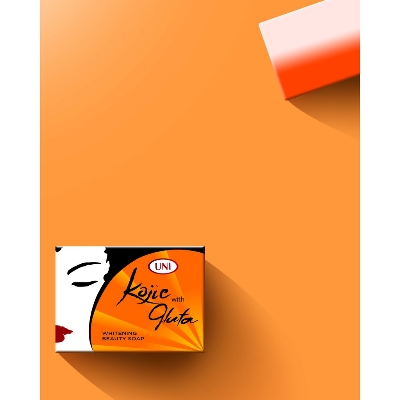 Picture of Kojic Gluta with Papaya permanent whitening face and body soap for instant result of popular Philippine's Uni brand 90 gm, Whitening, Lightening, Instant whitening, tan removal, pigmentation reducing soap bar