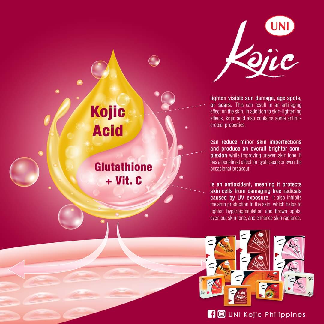 Picture of Kojic Gluta with Papaya permanent whitening face and body soap for instant result of popular Philippine's Uni brand 90 gm, Whitening, Lightening, Instant whitening, tan removal, pigmentation reducing soap bar
