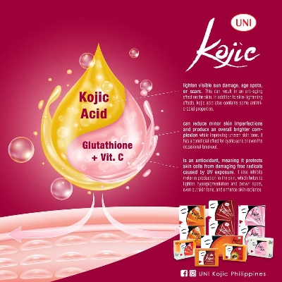 Picture of Kojic Gluta with Papaya permanent whitening face and body soap for instant result of popular Philippine's Uni brand 90 gm, Whitening, Lightening, Instant whitening, tan removal, pigmentation reducing soap bar