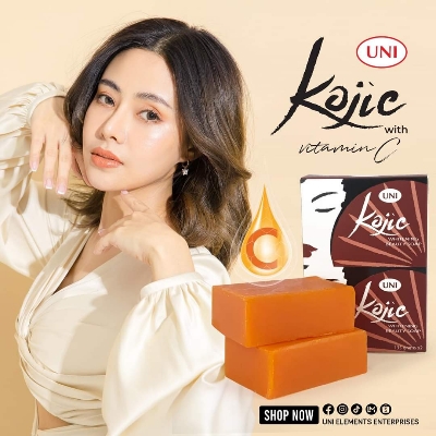 Picture of Kojic Whitening Soap with Vitamin C permanent whitening (Men & Women) face and body soap for instant result of popular Philippine's Uni brand 90 gm,  Lightening, Instant whitening, tan removal, pigmentation reducing soap bar