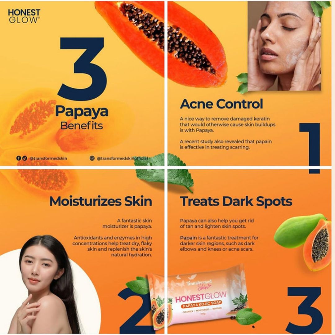 Picture of Honest Glow Kojic Papaya Soap Bar Skin Brightening Soap Kojic soap papaya soap 70g