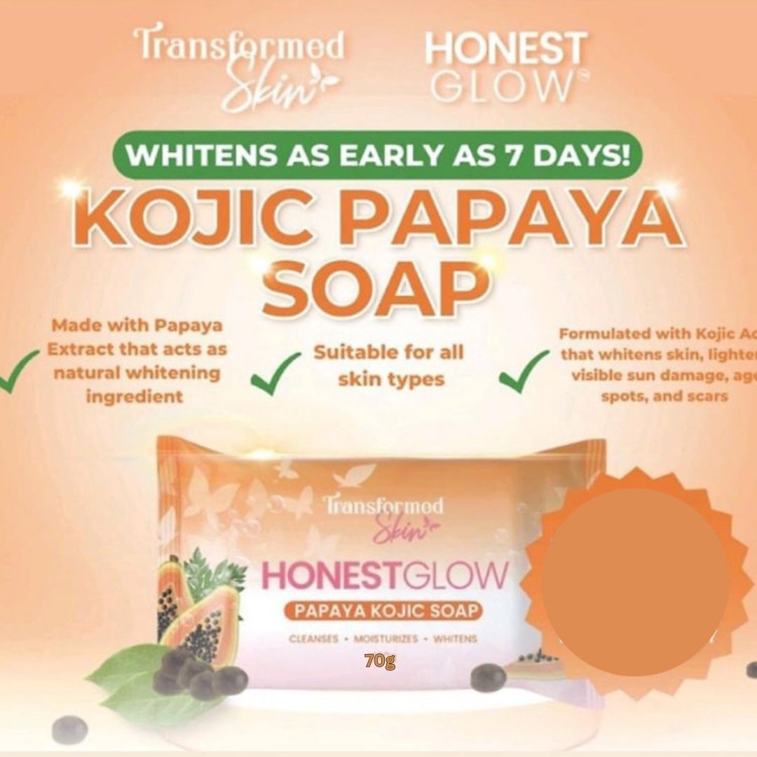 Picture of Honest Glow Kojic Papaya Soap Bar Skin Brightening Soap Kojic soap papaya soap 70g