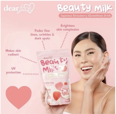 Picture of Japanese 50,000 mg Beauty Milk Collagen Drink (Strawberry Flavor) in 10 * 18gm sachet tripeptide Collagen drink Glutathione drink 180gm