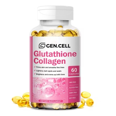 Picture of 30 or 60 capsules of GEN.CELL Glutathione Collagen for Youthful skin, nail and hair