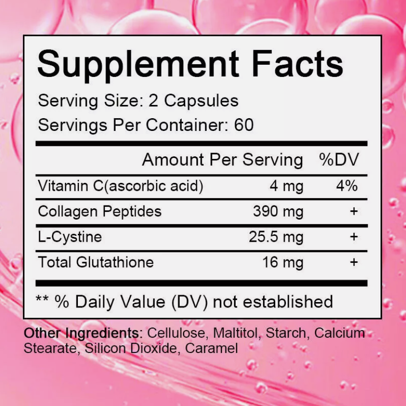 Picture of 30 or 60 capsules of GEN.CELL Glutathione Collagen for Youthful skin, nail and hair