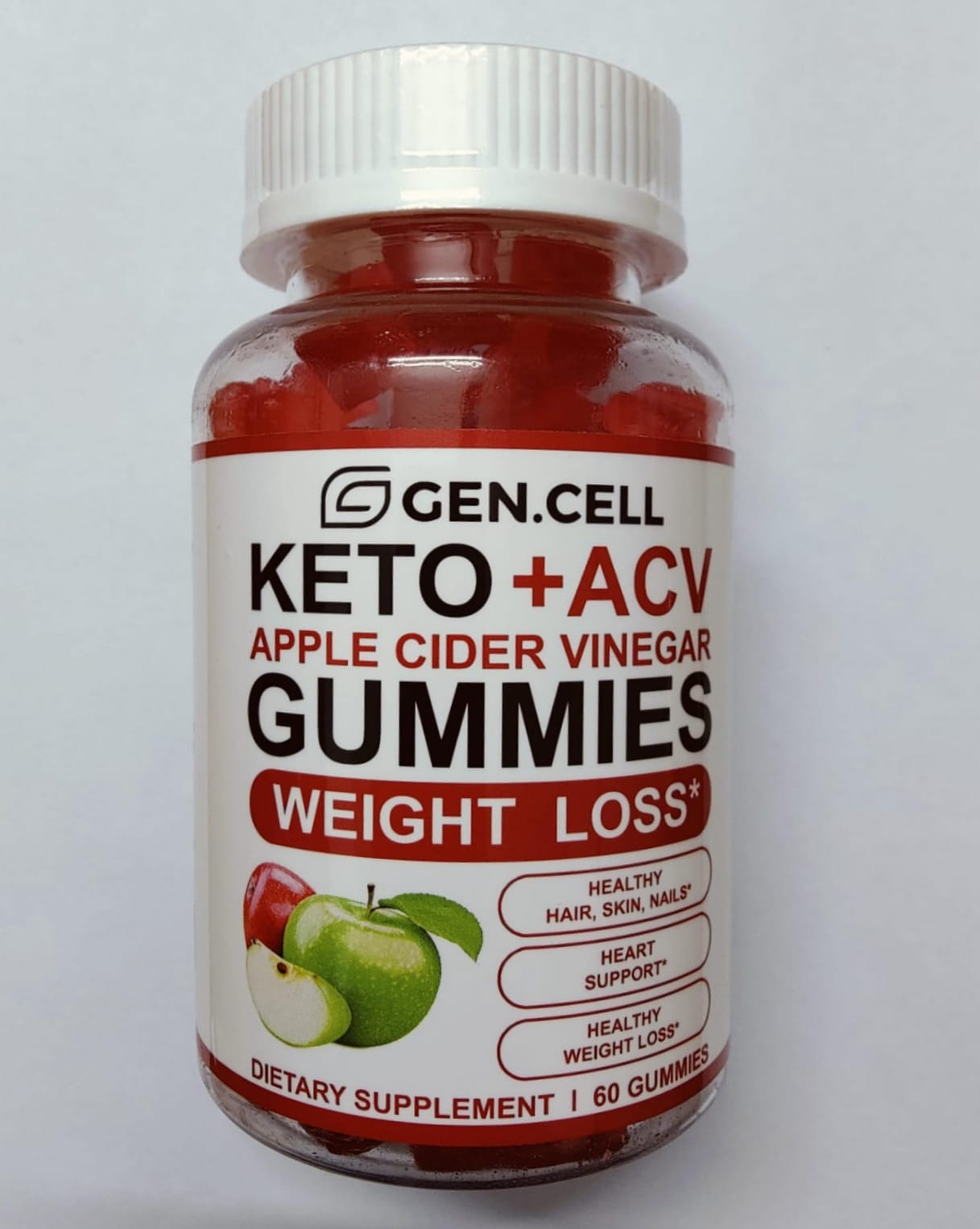 Picture of Keto+ Apple Cider Vinegar Weight Loss Gummies, Gen.Cell Brand,  Healthy Hair, Skin & Nails, Heart Support, Healthy Weight Loss