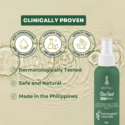 Picture of 1 pc 50ml Greenika DeoFoot  Anti Perspirant Shoe Deodorizer Spray Anti Perspirant Deo Spray Foot Spray Anti Odor Men Foot Deodorant Spray with Tawas Deodorant Whitening