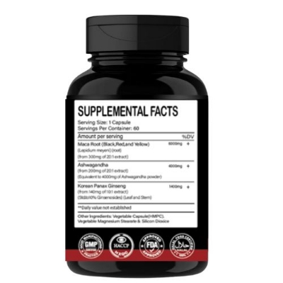 Picture of GEN.CELL GOLD MACA ASHWAGANDHA PANAX GINSENG Maca Root 6,000mg + ASHWAGANDHA 4000mg + Korean Panax Ginseng 1,400mg - 20x Concentrated Extract Black + Red + Yellow Maca Root, 10x Concentrated Extract Panax Ginseng Capsules - Ultra Potent & Highly Purified