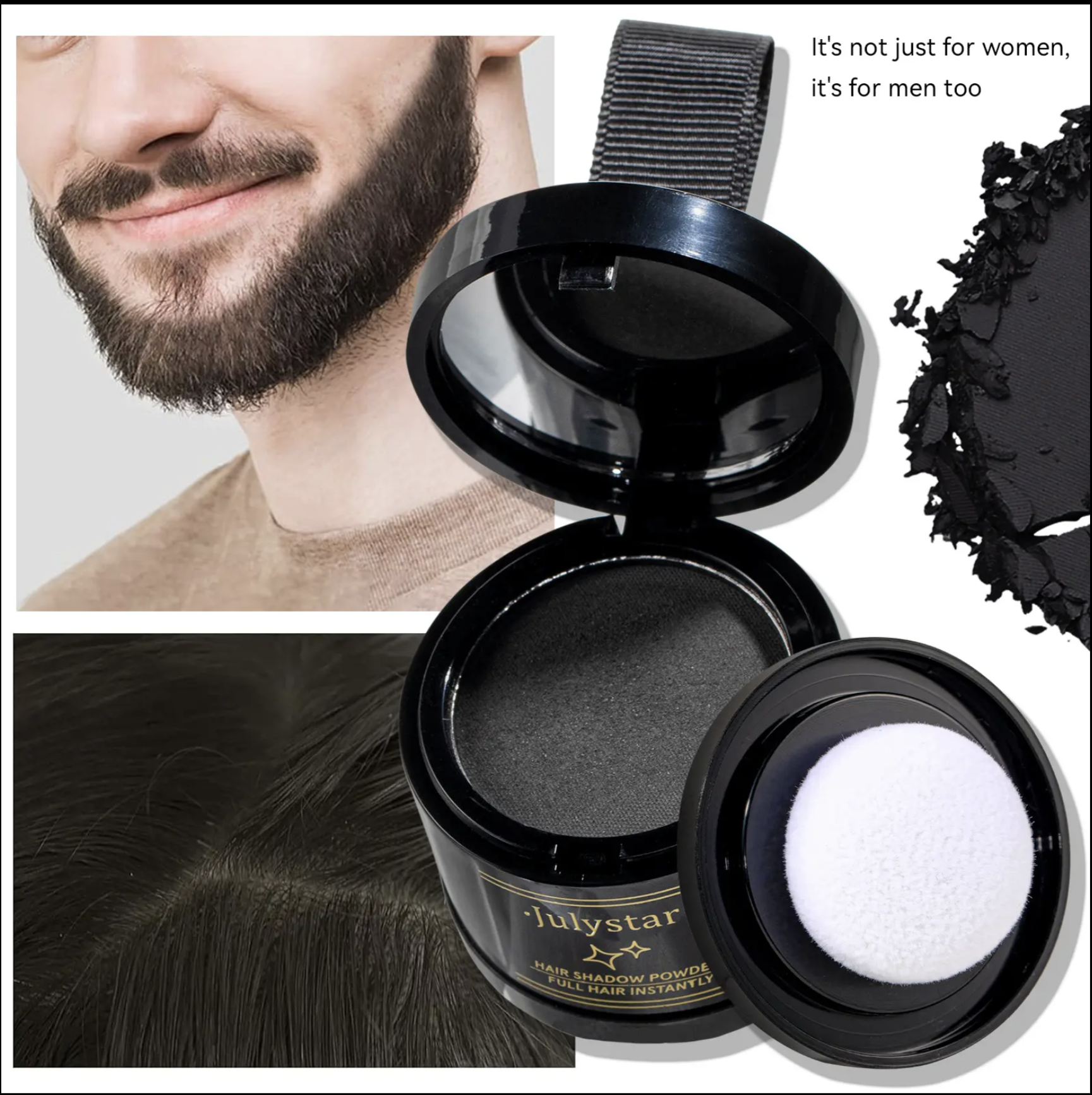 Picture of July Star Hairline Shadow Powder 4GM for Hair Line Modification and Repair, Hair Shadow Trimming Powder, Very Easy to Apply and Effective for 24 Hrs