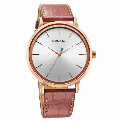 Picture of Sonata Quartz Analog Grey Dial Grey Leather Strap Watch For Women