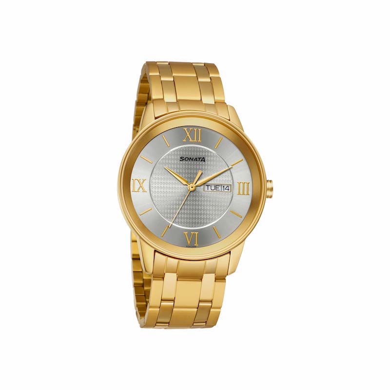 Picture of Sonata White Round Dial Rose Gold Strap Watch For Ladies