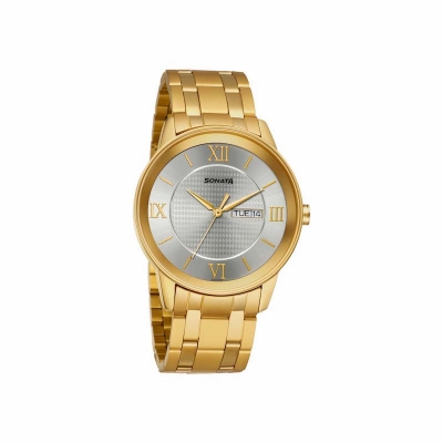 Picture of Sonata White Round Dial Rose Gold Strap Watch For Ladies
