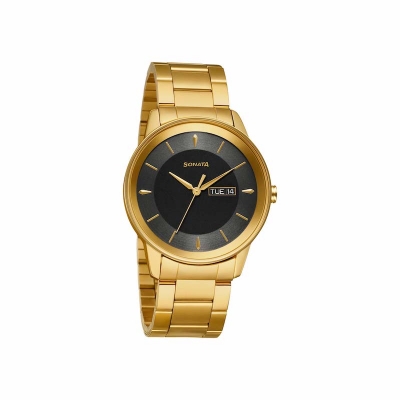 Picture of Sonata Quartz Analog Black Dial Black Stainless Steel Strap Watch For Women