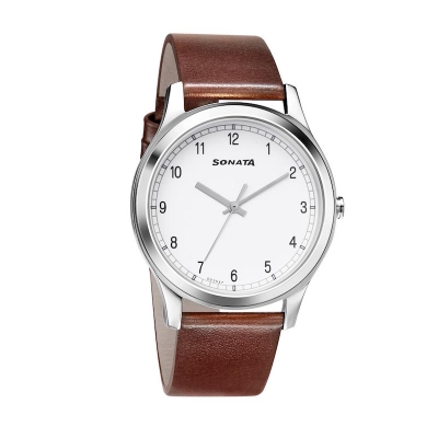 Picture of Sonata White Round Dial Rose Gold Strap Watch For Ladies