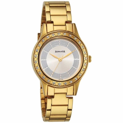 Picture of Sonata Quartz Analog Mother of Pearl Dial Two Toned Stainless Steel Strap Watch For Women