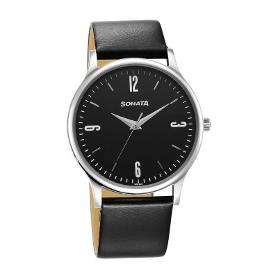 Picture of Sonata Blue Round Dial Multicolour Strap Watch For Gents